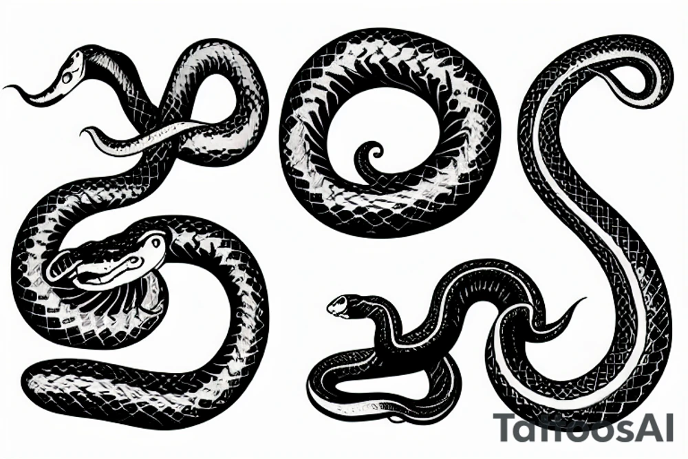 Two snakes around a moon tattoo idea