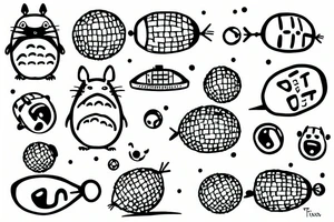 Totoro riding a disco ball tattoo idea