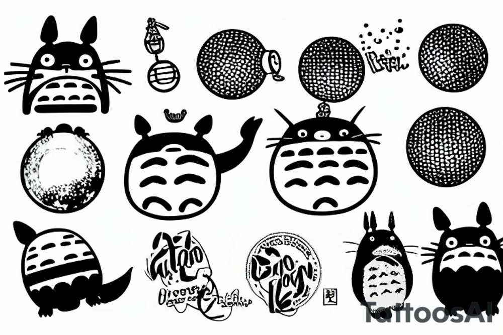 Totoro riding a disco ball tattoo idea