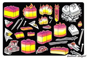 battenberg with flames behind it tattoo idea