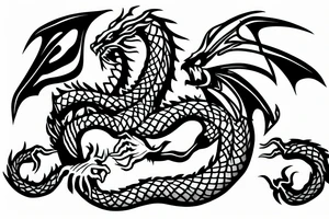 dragon with a knife drinking beer tattoo idea