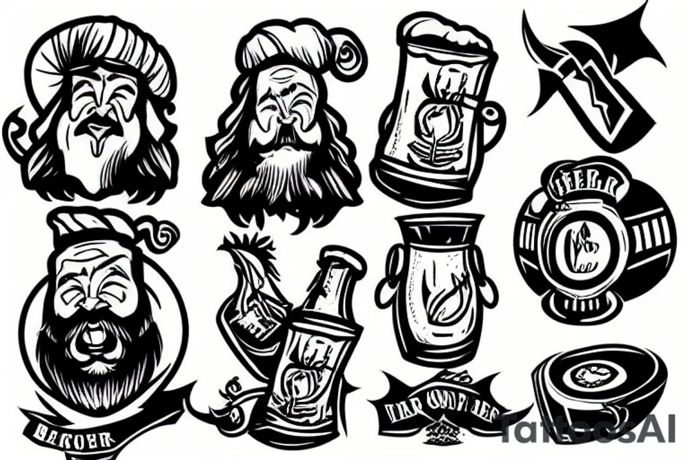 dwarf chugging beer tattoo idea