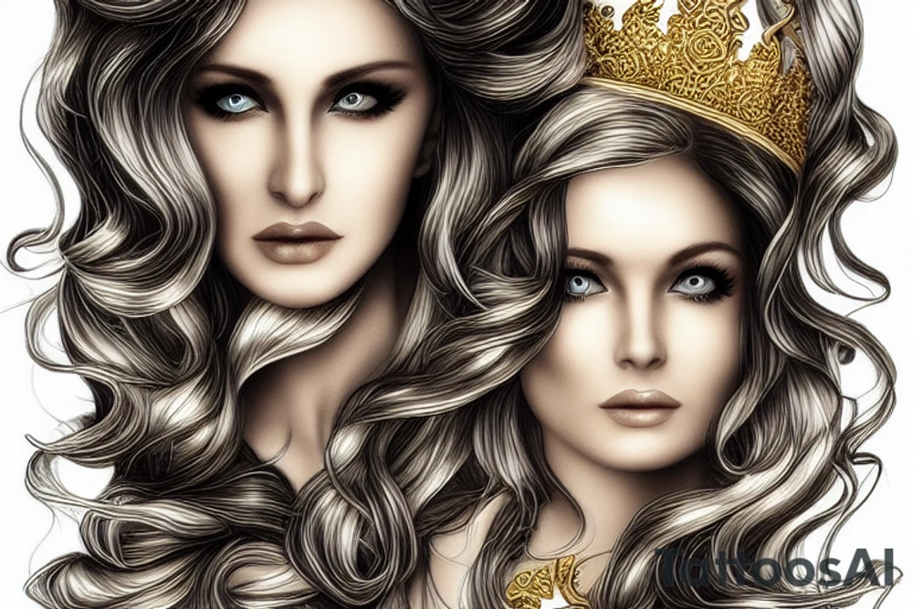 Elven Queen of extraordinary beauty, with her timeless features and golden river of hair,  was highly praised for her beauty, particularly that of her hair, which was a deep and radiant gold, shot with silver. tattoo idea