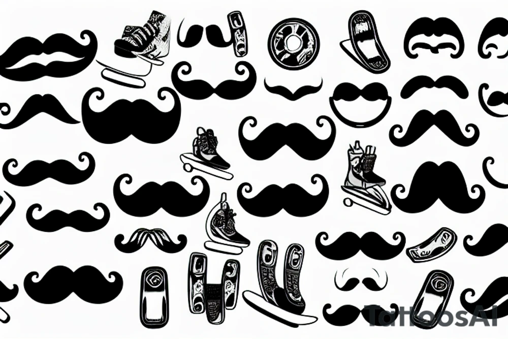 woman with a moustache on a skateboard tattoo idea