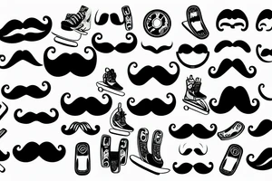 woman with a moustache on a skateboard tattoo idea