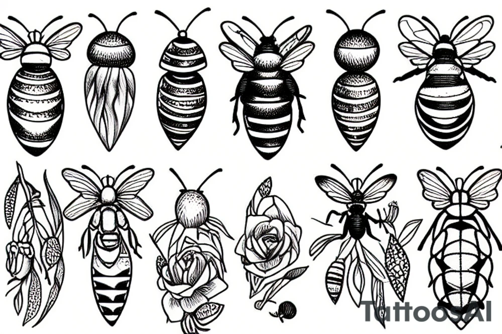 honeybee by lavender flower tattoo idea