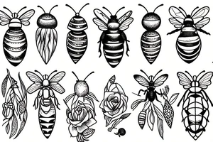 honeybee by lavender flower tattoo idea