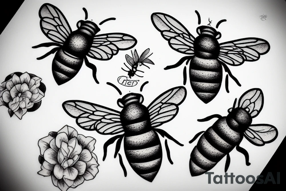 honeybee by lavender flower tattoo idea