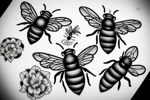 honeybee by lavender flower tattoo idea