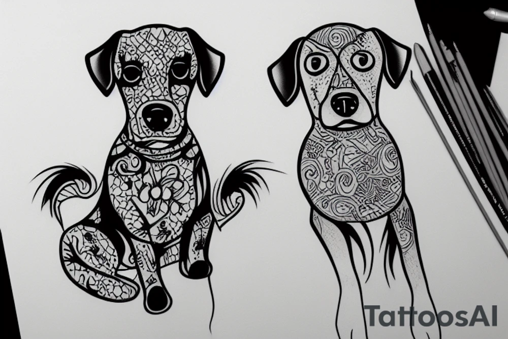 dog and girl tattoo idea