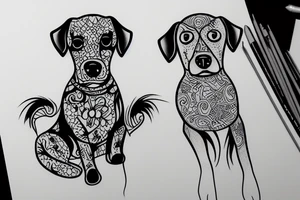 dog and girl tattoo idea