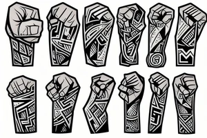 a man's arm with a large fist tattoo idea