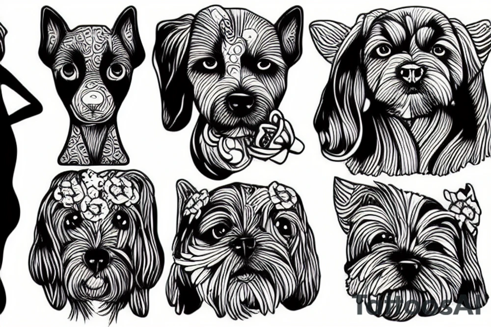 dog and girl tattoo idea