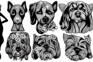 dog and girl tattoo idea