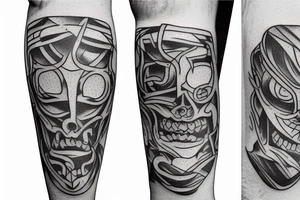 a man's arm with a large fist tattoo idea