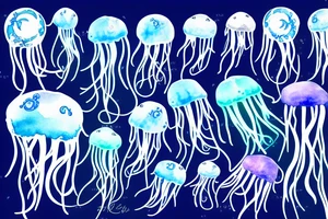Blue jellyfish with long tentacles tattoo idea