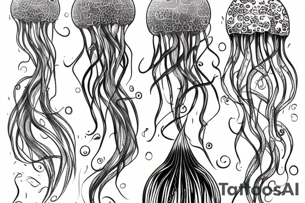 A single jellyfish with long tentacles tattoo idea