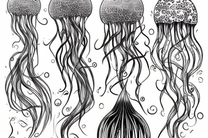 A single jellyfish with long tentacles tattoo idea