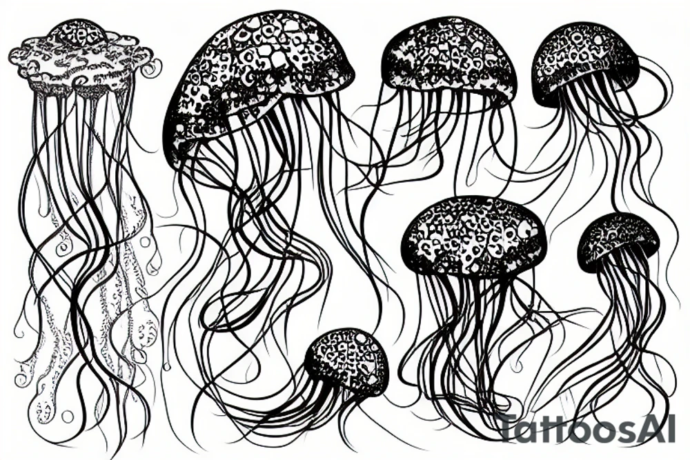 A single jellyfish with long tentacles tattoo idea