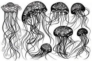A single jellyfish with long tentacles tattoo idea