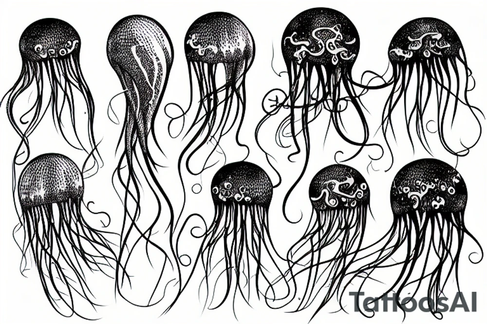 A single jellyfish with very long tentacles tattoo idea