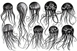 A single jellyfish with very long tentacles tattoo idea