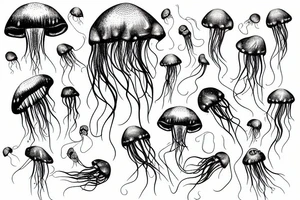 A single jellyfish with very long tentacles tattoo idea