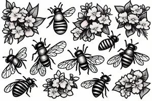 one small honeybee next to a bouquet of lilacs tattoo idea