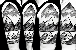geometric mountain scene with a lake tattoo idea