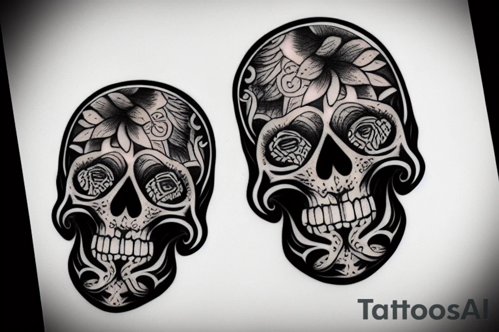 self love body touch dark skull tattoo idea