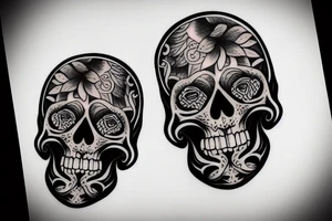 self love body touch dark skull tattoo idea