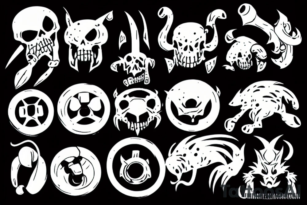 Retro videogame background enemies tattoo idea