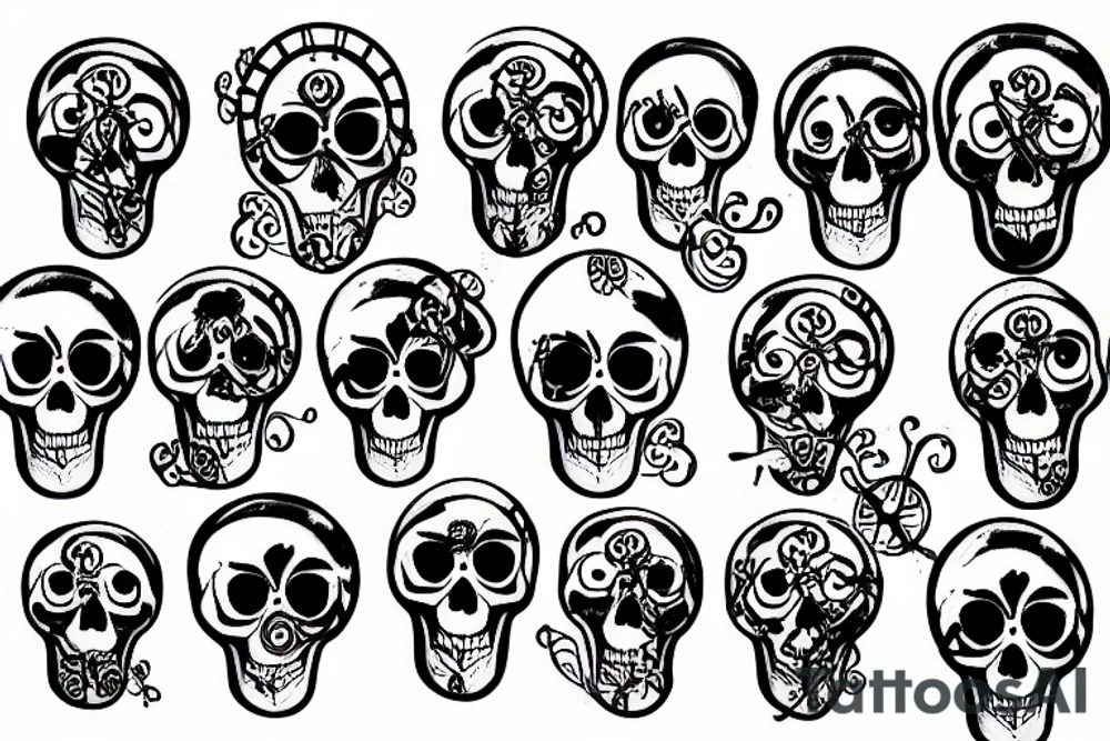 clock in a skull tattoo idea