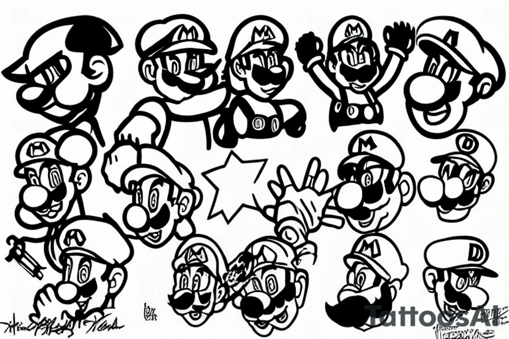 Super Mario, duke nukeem, red alert, doom tattoo idea