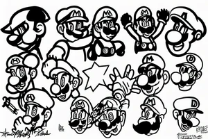 Super Mario, duke nukeem, red alert, doom tattoo idea