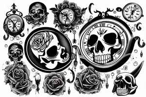 clock engraved in a skull tattoo idea