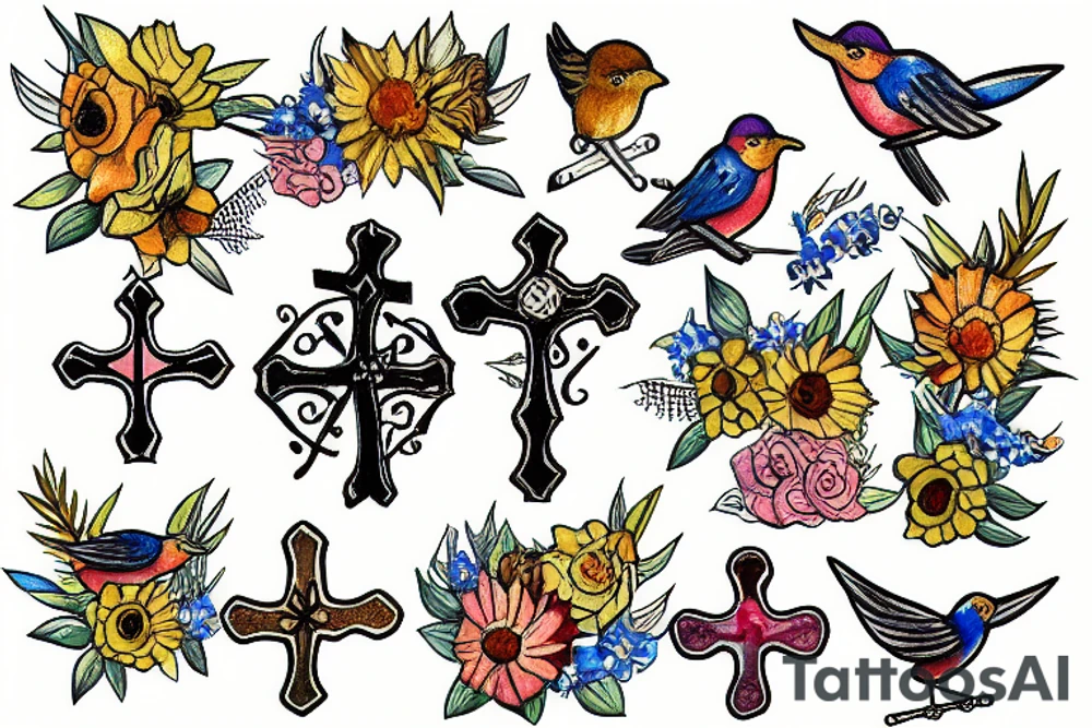 A cross with a bird tattoo idea
