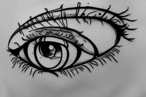 Detailed eye with an arrow lodged in the middle tattoo idea