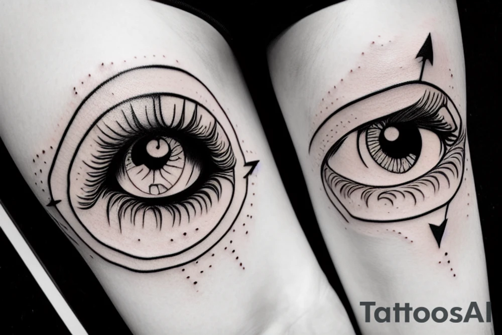Detailed eye with an arrow lodged in the middle tattoo idea