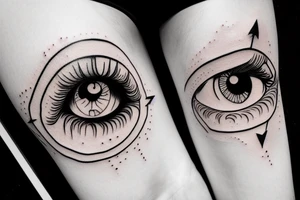 Detailed eye with an arrow lodged in the middle tattoo idea