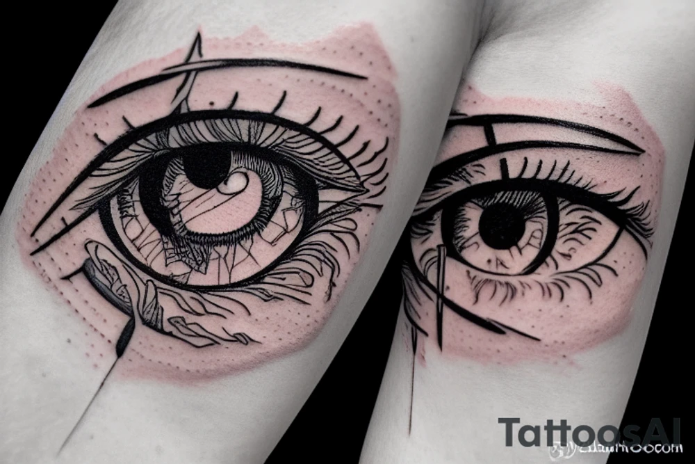 Detailed eye with an arrow lodged in the middle tattoo idea