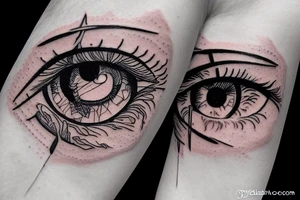 Detailed eye with an arrow lodged in the middle tattoo idea