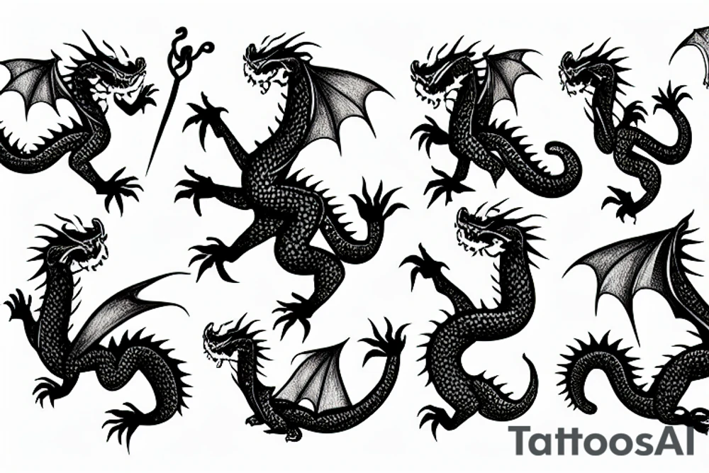 3 little dragons tattoo idea