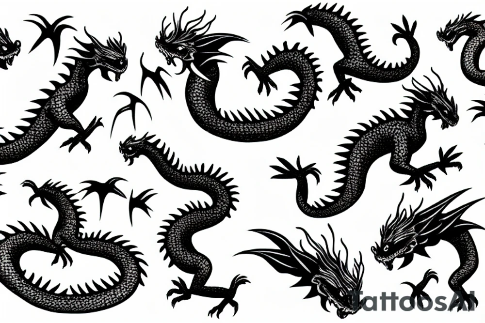 3 little dragons tattoo idea