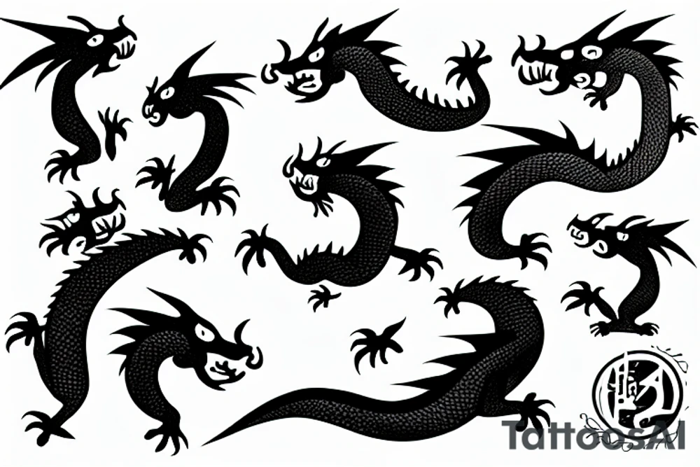 3 little dragons tattoo idea
