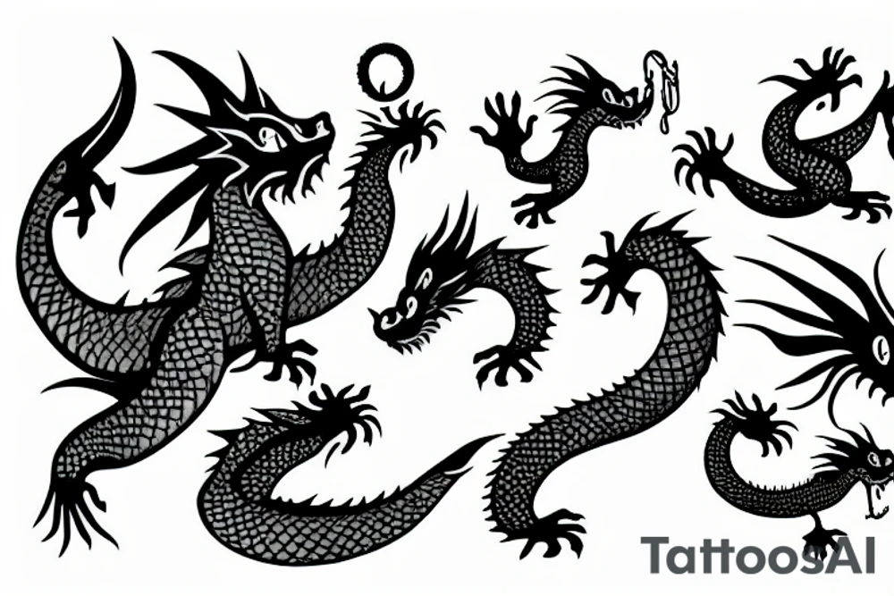 3 little dragons tattoo idea