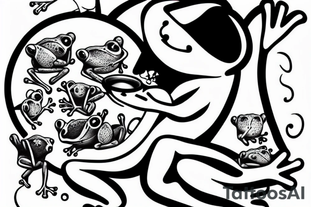 little frog drinking tea tattoo idea