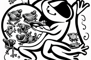 little frog drinking tea tattoo idea