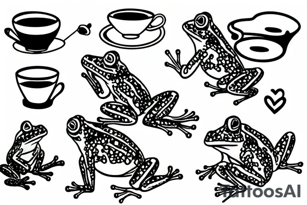little frog drinking tea tattoo idea