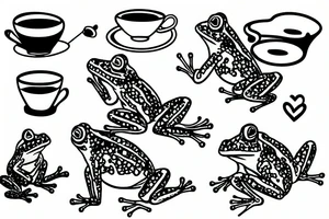 little frog drinking tea tattoo idea